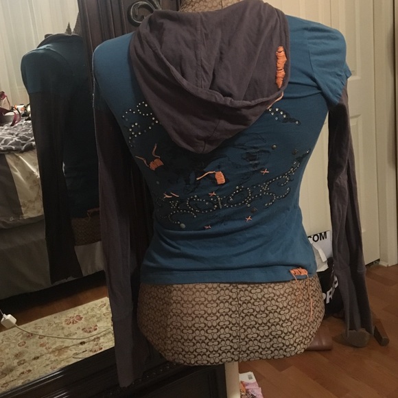 Hooded Long Sleeve Designer Shirt Size Small