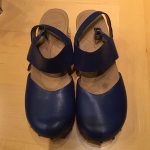 Dansko Blue Leather Wedge Heels