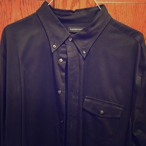 Classic Lands End Deep Black Button Up Dress Shirt