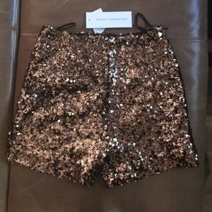 French Connection sequin gold shorts