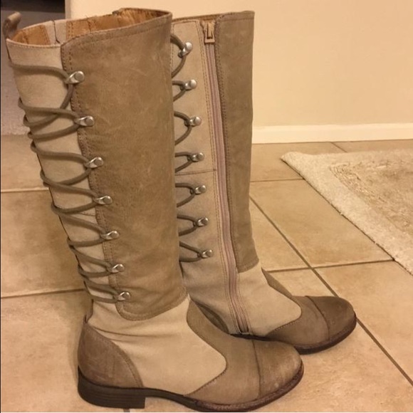 Naya two tone tan leather riding boots.
