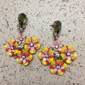 J. Crew Fun Floral and Crystal Earrings New