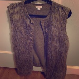 Brown & grey colored fur vest