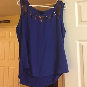 Blue sequenced tank top