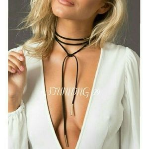 🆕BLACK SOFT VEGAN  SUEDE  LONG CHOKER