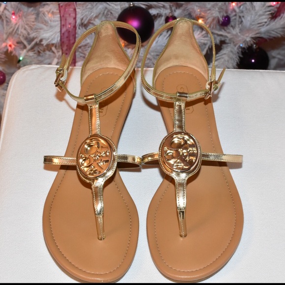Coach Vipor Wedge Sandals 7.5 Gold