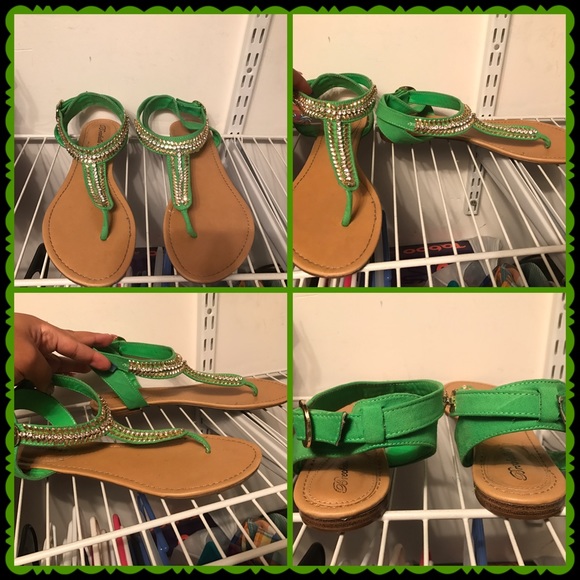 🌷Lime Green Diamond studded Sandals🌷