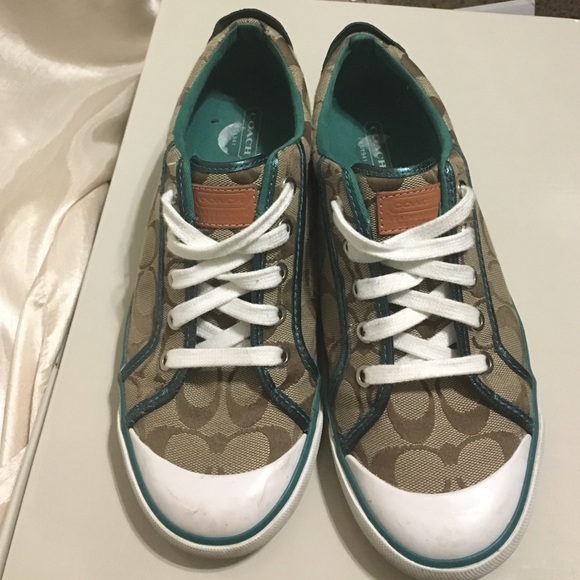 Teal and Brown Coach shoes.