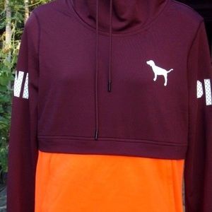 vs maroon an orange neck high active wear hoddie