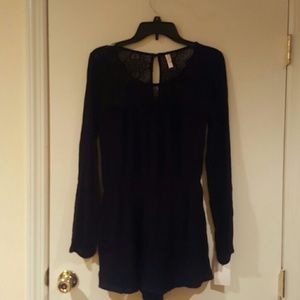 NWT xhilaration black long sleeve romper sz small