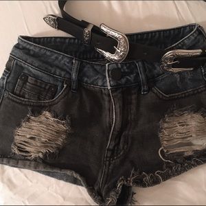 Distressed high waisted shorts