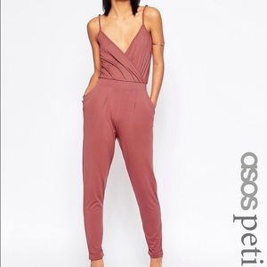 ASOS PETITE Cami Wrap Front Jersey Jumpsuit