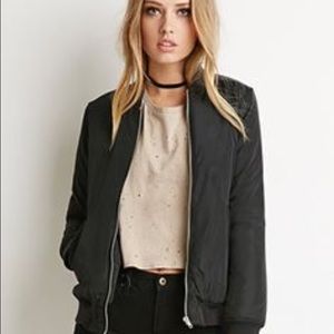 Stylish black bomber jacket
