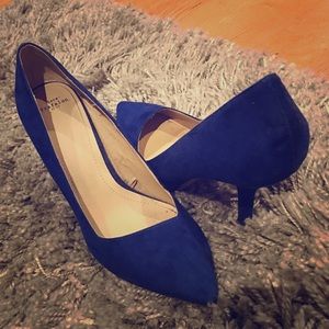 Blue suede heels