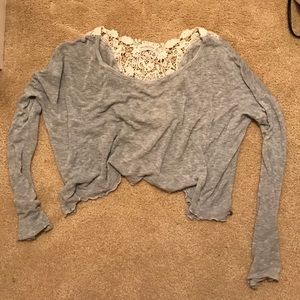 Lace back cropped sweater