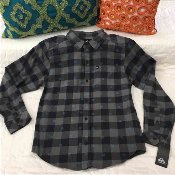 NWT ✨ Quicksilver Boys Flannel Plaid Button Shirt