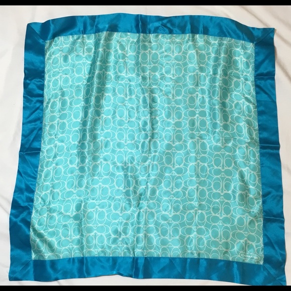 *CLEARANCE* Coach Silk Scarf, Turquoise Blue