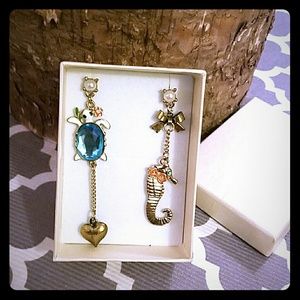 Turtle and seahorse earrings
