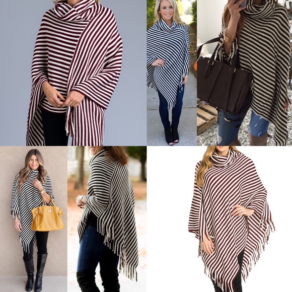 🆕EMMALEE cowl neck poncho - BURGUNDY - Picture 4 of 4