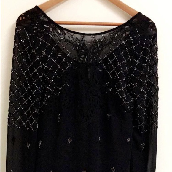 Free people black embellished dress size 2