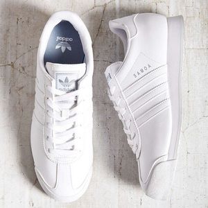 All white Adidas Samoas 🖱