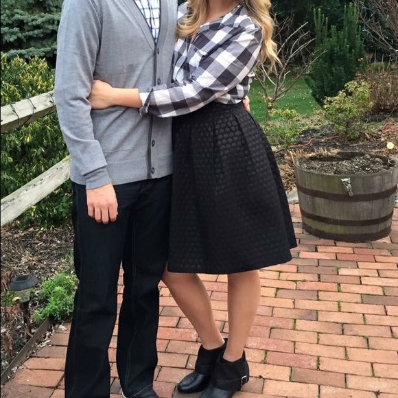 Black midi flare skirt