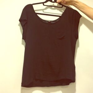 Black short sleeve shirt with pocket square.