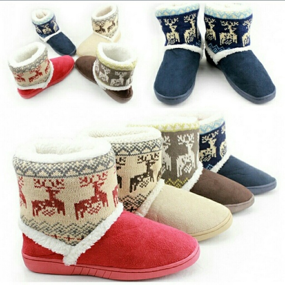 Shoes - New Reindeer Ankle Sweater Slippers