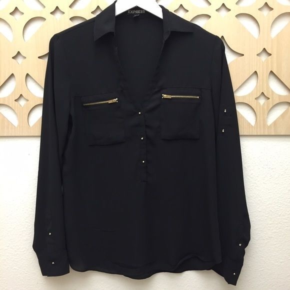 black and gold zipper portfolio shirt from express