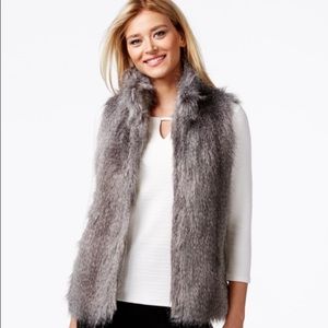 Calvin Klein grey fur vest