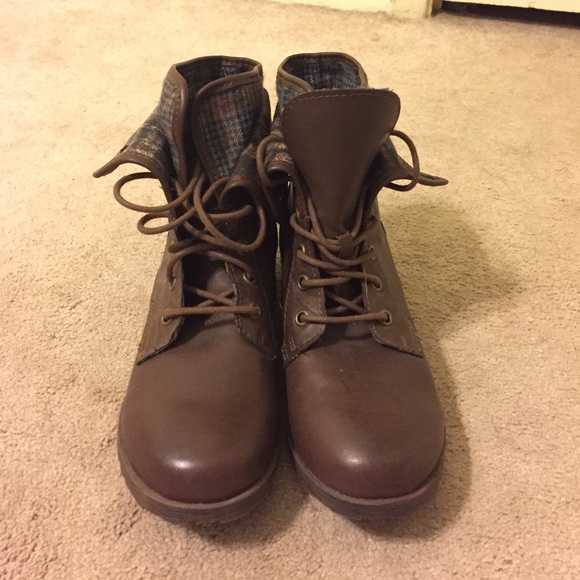 Brown combat boots