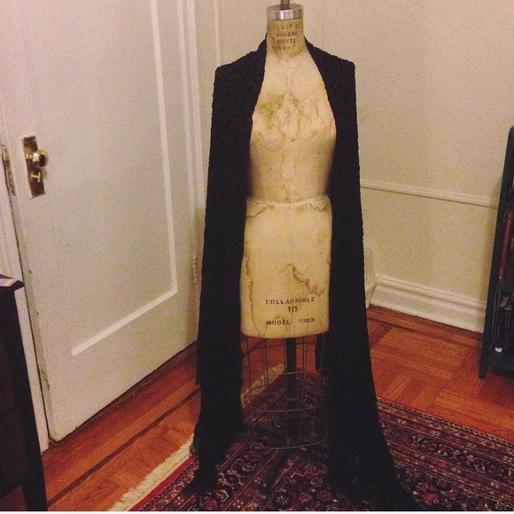 Vintage Velvet Filigree Scarf, Shawl or Blanket