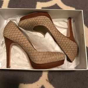 Calvin Klein Kendall Taupe Fish Skin Pump