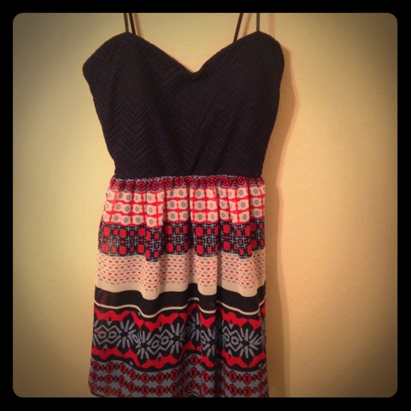 Short blue and red dress