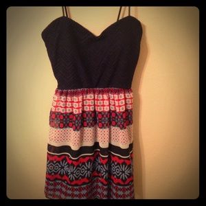 Short blue and red dress