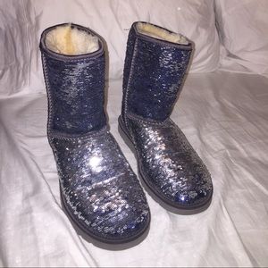 Ugg classic short sparkles, Blue Silver Sequence