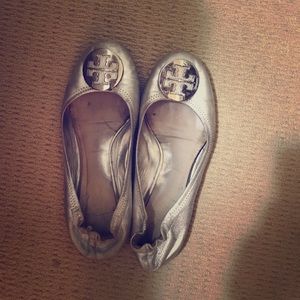 Silver Classic Tory Burch Flats