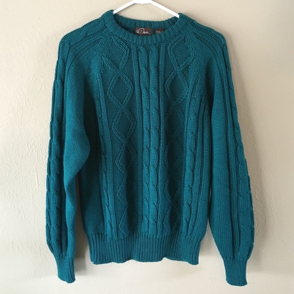 ⛸Vintage oversized teal chunky boyfriend sweater - Picture 2 of 4