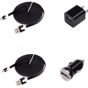 Black 2x 10FT (3m) Flat iPhone Cables and Chargers
