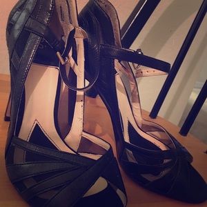 Black leather heels