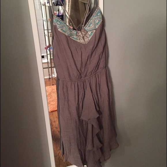 Gray shorter midi dress