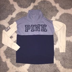 VS PINK HALF ZIP SWEATER