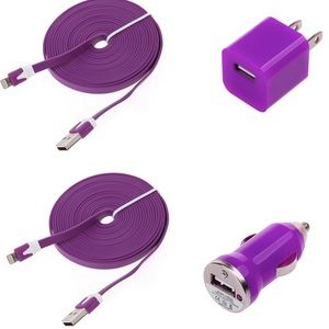 Purple 2x 10 FT (3m) Flat iPhone Cables & Chargers