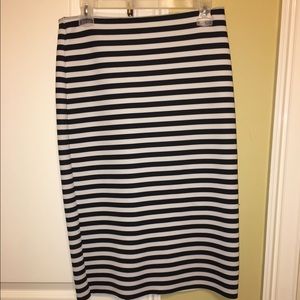 Navy blue and white striped skirt