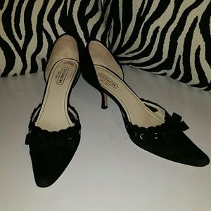 COACH BLACK SUEDE D'ORSAY PUMPS