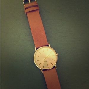 Tan and gold quartz watch from B.P Nordstrom