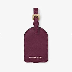 MK Luggage Tag Purple w/Gold Hardware