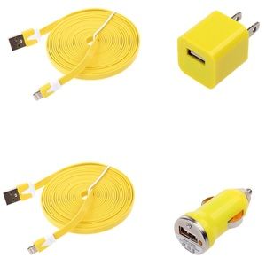 Yellow 2x 10FT (3m) Flat iPhone Cables & Chargers
