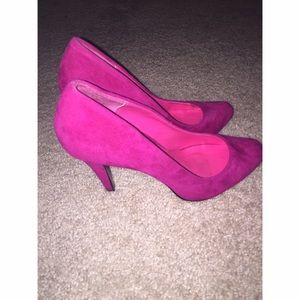 Hot Pink Suede Heels