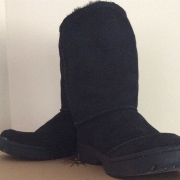 Black Shearling Suede Short Ugg black boots shoes